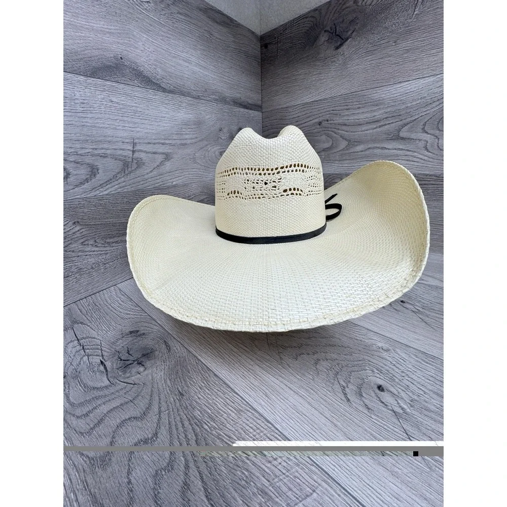 Twister White Straw Western Cowboy Hat 6 7/8 Bangora Made In Mexico
